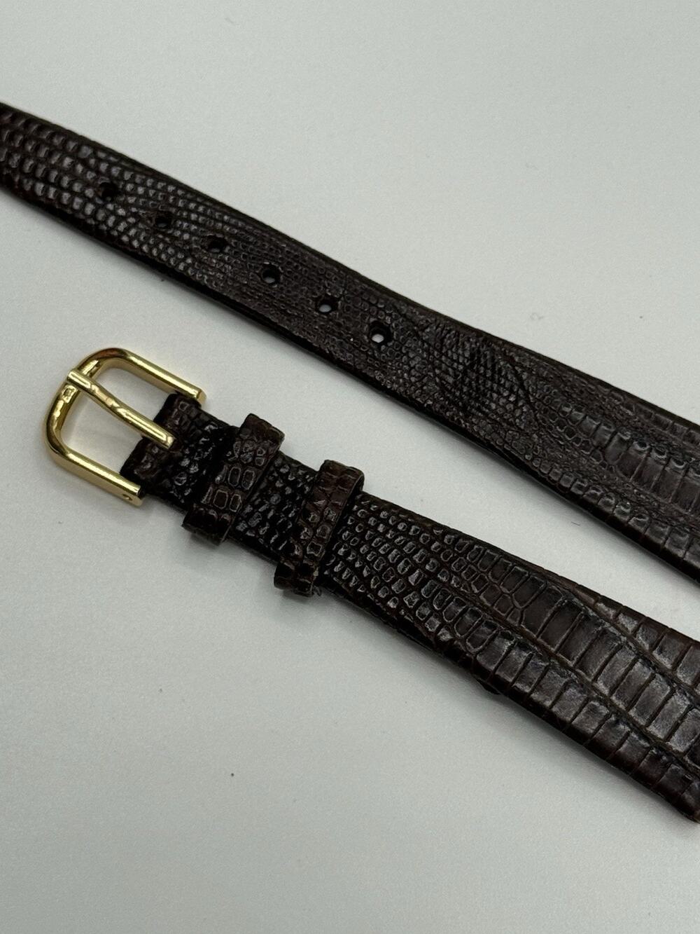 16mm Kreisler Brown Lizard NOS Vintage Watch Band & Gold-Tone Buckle
